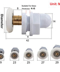 Diagram of 4PCS 29mm shower door rollers replacement with copper rod pulley, showing dimensions and nylon runners.