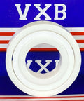 6206 Full Ceramic Bearing 30mm Bore, front view showing Zirconia material, with VXB branding in the background.