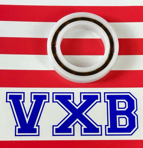 Acetal/POM Plastic Bearing 6906 - Glass Balls - 30x47x9mm on red and white striped background with VXB logo