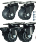 2.5 Inch Heavy Duty Plate Casters With 360 Degree Swivel Top Plate Nylon Wheels 1500 Lbs Load Capacity Ideal For Workbenches Work Carts Trolleys And Furniture Including Two With Brakes And Two Without Durable Nylon Construction For Longevity And Smooth