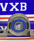 10mm Bore Miniature Stainless Steel Pillow Block Mounted Bearing from VXB, designed for corrosion resistance and reliable support.