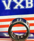 Close-up of HK1010 Needle Roller Bearing 10x14x10mm - Shell Type, showing compact design in front of VXB packaging.