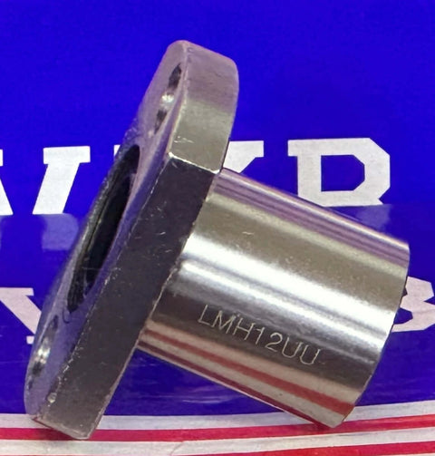 Side view of LMH12UU 12mm Flanged Ball Bushing CNC Linear Motion Bearing 12x21x30mm with square flange, highlighting metal surface.
