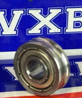 4x12x4/5mm U-Groove Track Roller Bearing with extended inner ring width of 5mm, shown against branded background