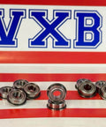 10-Pack Flanged Shielded Bearings 5x11x4 Miniature - Ball Bearing with a Flange, arranged on striped background