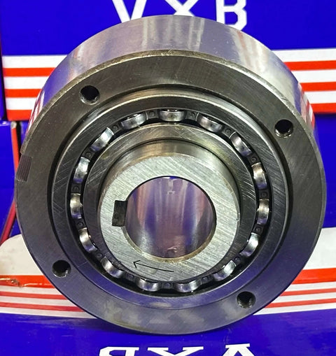 Front view of GFRN25 25mmBore One-Way Clutch - Keyway 25x90x60mm, showcasing metal bearings and keyway design.