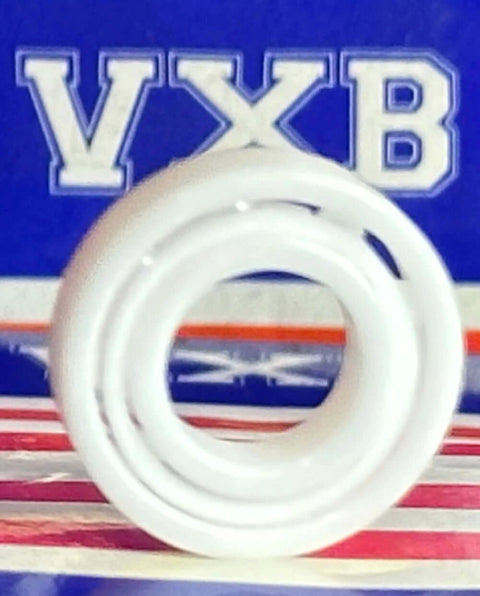 688 Full Ceramic Bearing 8x16x4 Miniature in front view with white ceramic material and visible VXB branding in the background.