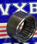 Close-up of HK1008 Needle Roller Bearing 10x14x8mm on colorful background, showing metal shell and rollers