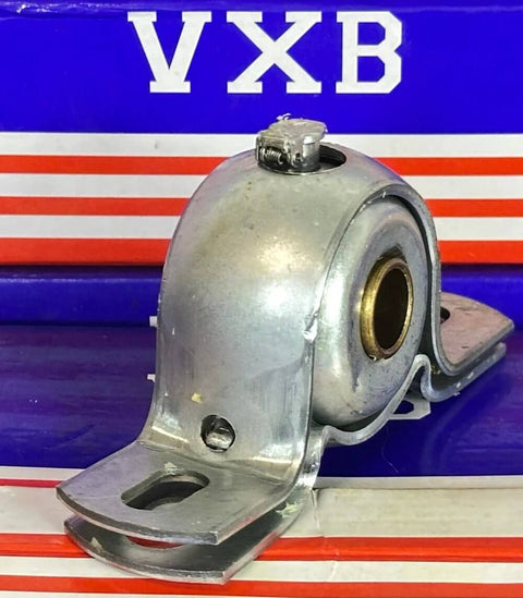 1/2" inch Extra Strength Pillow Block Mounted Bearing BEH8A with galvanized steel housing and oil cup, side view.