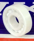 R4 Full Complement Full Ceramic Bearing 1/4" x 5/8" x 0.196" ZrO2 Bearing showing ball configuration against blue background.