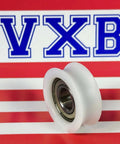 12mm Bore Bearing - 37mm Round Pulley V-Groove Track Roller on striped background