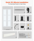 Bifold Barn Door 36 by 84 Inches With Frosted Glass Panels and Header Rail Kit, Space Saving Design, installation components and tools.