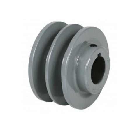 2AK25 1" Inch Bore 2 Grooves cast iron Solid Pulley with OD 2.5" inch ID 1" Inch for V-belts size 4L, A - VXB Ball Bearings