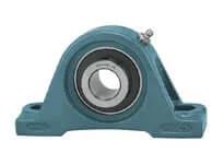 Front view of 40mm Set Screw Pillow Block Bearing PX08 Medium Duty Cast Iron 2-Bolt Housing UCX08 Wide Inner Ring Ball Insert