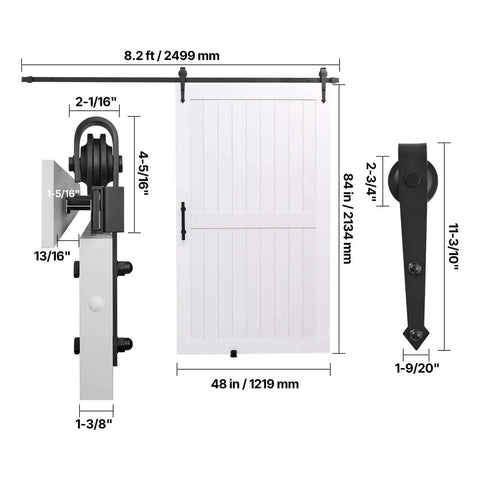 Sliding Barn Door 48 By 84 Inch With High Strength MDF Panel And Hardware Kit Waterproof PVC Surface Easy To Install H Frame