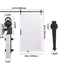 Diagram of White 48 By 84 Inch Sliding Barn Door Kit With Durable MDF Panel And Water Resistant PVC Coating Includes Hardware