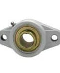 Front view of 1-1/2 in (38.1 mm) Wide Insert Set-Screw Zinc-Plated Sealed Ball Bearing for 2-Bolt Flange White Polymer Housing