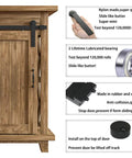 Close-up of 2.5FT Super Mini Sliding Barn Door Hardware Kit for Single Cabinet Doors on TV Stands and Small Wardrobes, showing components and features.