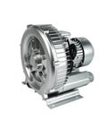 Side view of 2HP Regenerative Blower 110 To 120 Volts High Pressure Industrial Vacuum Pump 1.75 Kilowatts 150 CFM For Air Blowing Sewage Aeration Aquarium Fish Pond Applications Replacement Part 2LG5107AA21