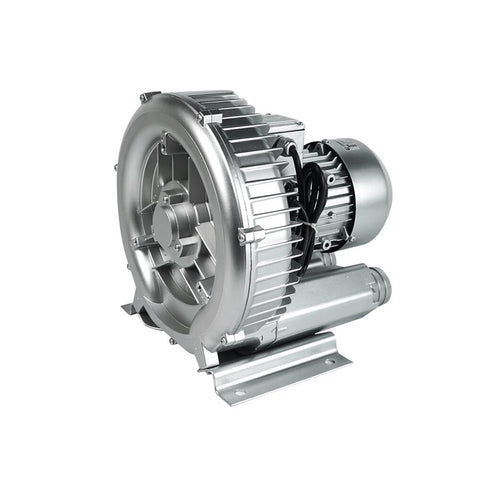 Side view of 2HP Regenerative Blower 110 To 120 Volts High Pressure Industrial Vacuum Pump 1.75 Kilowatts 150 CFM For Air Blowing Sewage Aeration Aquarium Fish Pond Applications Replacement Part 2LG5107AA21