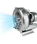 2HP Regenerative Blower 110 To 120 Volts High Pressure Industrial Vacuum Pump 1.75 Kilowatts 150 CFM blowing air side view