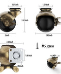 Diagram showing dimensions of 2 Inch Antique Brass Ball Casters Vintage Swivel Plate Caster Wheels with Brake Set of 4.
