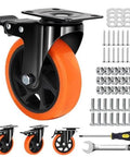 2 Inch Heavy Duty Locking Caster Wheels Set of 4, 360 Degree Swivel Plate Casters with Brake, 600lb Capacity, hardware included