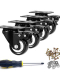2 Inch Caster Wheels Heavy Duty Set of 4 Locking Swivel Casters with Top Plate Non Marking Black TPR Wheels for Carts