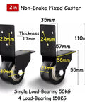 2-Inch L-Shaped Caster Wheel Set 4-Pack Heavy Duty Side Mount Casters With PU Rubber Wheels No Noise For Bed Cabinet Plant Stand