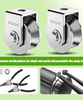 2Pack Pulley Block U 304 Stainless Steel Pulley Roller, 2 Inch Heavy Duty Duplex Bearing Silent Grooved Wheel Loading 880lb/400Kg, shown with pliers for installation.