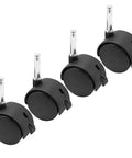 4pcs 2 Inch Swivel Caster Wheels with M8 Grip Neck Stem and Brake Heavy Duty Black Nylon Replacement Casters for Furniture