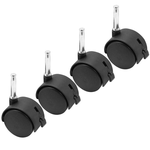 4pcs 2 Inch Swivel Caster Wheels with M8 Grip Neck Stem and Brake Heavy Duty Black Nylon Replacement Casters for Furniture