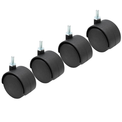 4pcs 2 Inch Swivel Caster Wheels with M6 Threaded Stem Heavy Duty Black Nylon Replacement Casters for Furniture Tables Cabinets Shelves and Stands