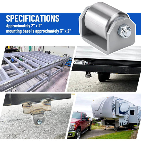 ✝️ 2" Weld on Trailer Roller Heavy Duty Steel Skid Wheels Caster Roller with for RV Trailers, Motorhome and 5th Wheels (Pack of 2) installed on a trailer