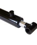 Close-up of Direct From Manufacturer 2 Inch Bore 24 Inch Stroke Welded Heavy Duty Hydraulic Cylinder With Cross Tube Ends Double Acting Piston