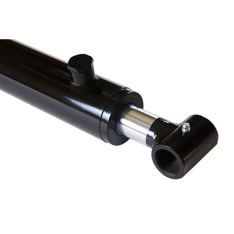 Close-up of Direct From Manufacturer 2 Inch Bore 24 Inch Stroke Welded Heavy Duty Hydraulic Cylinder With Cross Tube Ends Double Acting Piston