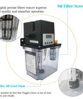 2L Automatic Lubricating Oil Pump 220V Lubrication Oiler With Pressure Testing, close-up of oil filter and level float features