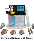 CNC Lubrication Pump Kit For Machine Tools And Lathe, Automatic Oil Delivery System with 2L Reservoir, AC110V, 6mm Fittings, Gauge Included