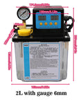 2L CNC Lubrication Pump System Kit with gauge, 6mm fittings, and flow controls visible, AC220V AC110V for CNC machine tools.