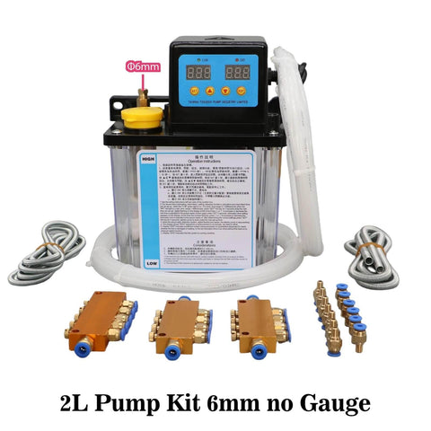 2L CNC lubrication pump system kit with auto oil pump, 6mm grease fittings, electric grease pump for CNC machine tools