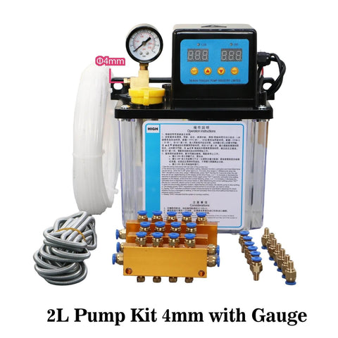 Automatic CNC Lubrication Pump System Kit For CNC Machines And Lathes With 1L Or 2L Capacity AC110V Or AC220V Power 4mm And 6mm Fittings