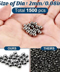 2mm Stainless Steel Precision Balls Set, 1500 Pcs of 304 Grade Bearing Balls in hand, size comparison ours vs theirs