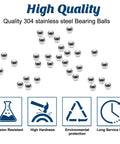 2mm Stainless Steel Precision Balls Set, 1500 Pcs of 304 Grade Bearing Balls for Models, Bearings, and Crafts displayed with features