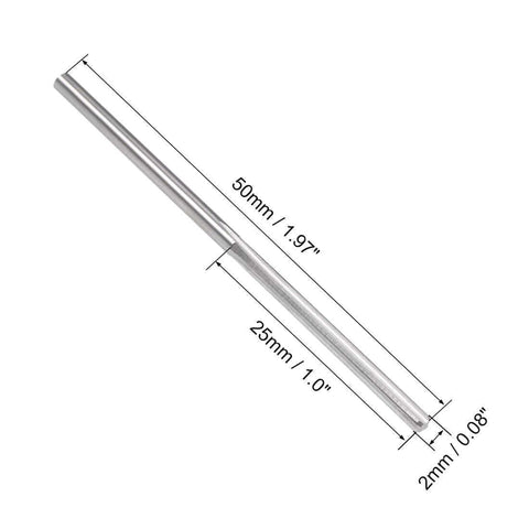 2mm Chucking Reamer Tungsten Carbide Lathe Tool With H7 Precision, 2 mm dia, 50 mm OAL, 4 straight flutes, round shank