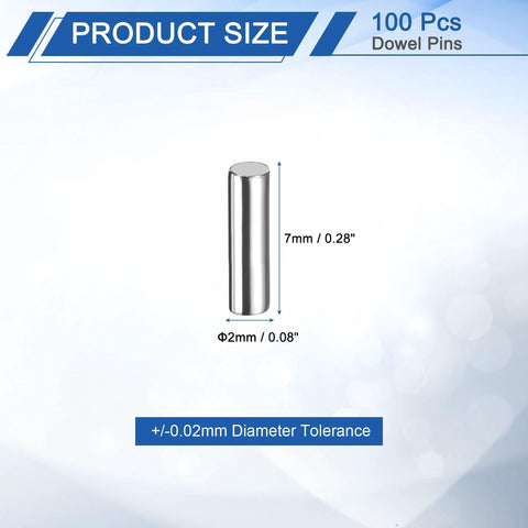 Heavy Duty 100 Pack 2mm By 7mm Dowel Pins Steel Cylindrical Shelf Pins dimensions and tolerance