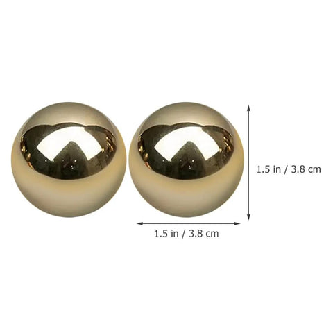 2Pcs Brass Exercise Ball 1.5 Inch Golden Solid Copper Metal Baoding Balls for Hand Therapy Stress Relief, side view