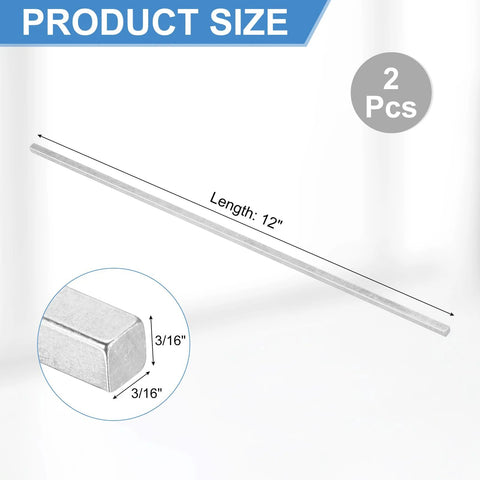2 Pcs Square Steel Key Stock Three Sixteenths By Three Sixteenths By Twelve Inches Cold Drawn 45 Grade Steel Bars