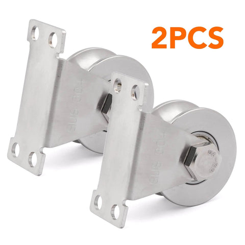 ✝️ 2PCS Groove Wheel Pulley, 304 Stainless Steel Pulley Blocks for DIY Gym Equipment and Sliding Gates, heavy duty 48mm