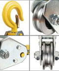 2Ton Pulley Hook Heavy Duty Pulley Lifting Block Hoist with Hook for 5/8" Wire Rope Snatch Block 1Pack, close-up view