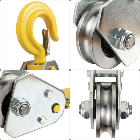 2Ton Pulley Hook Heavy Duty Pulley Lifting Block Hoist with Hook for 5/8" Wire Rope Snatch Block 1Pack, close-up view